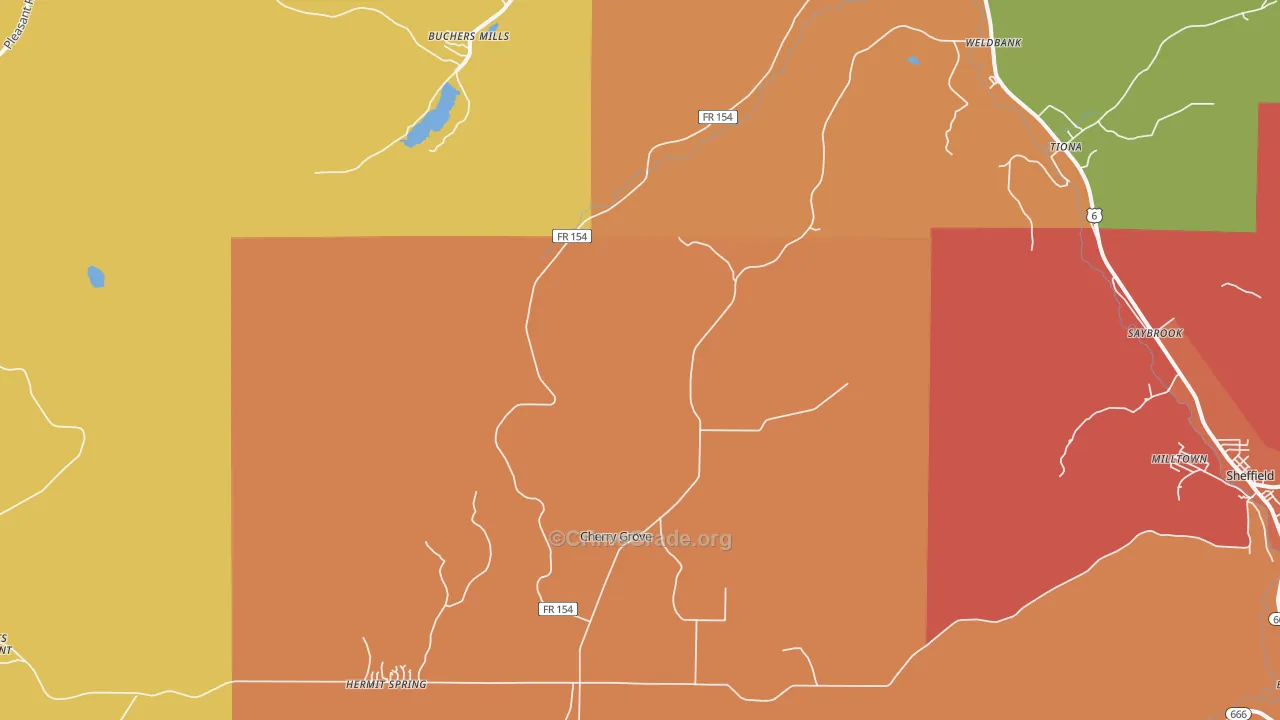Henrys Mill, PA Map of Burglary Rates