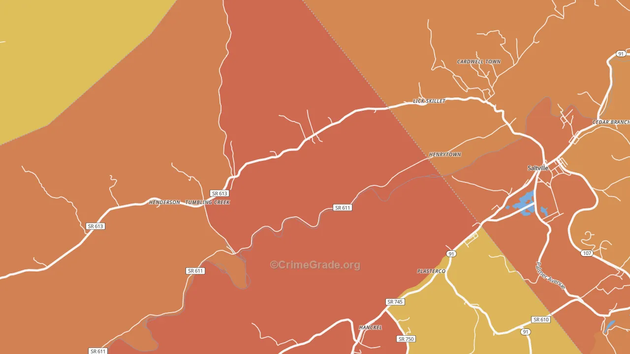 Henrytown, VA Map of Burglary Rates