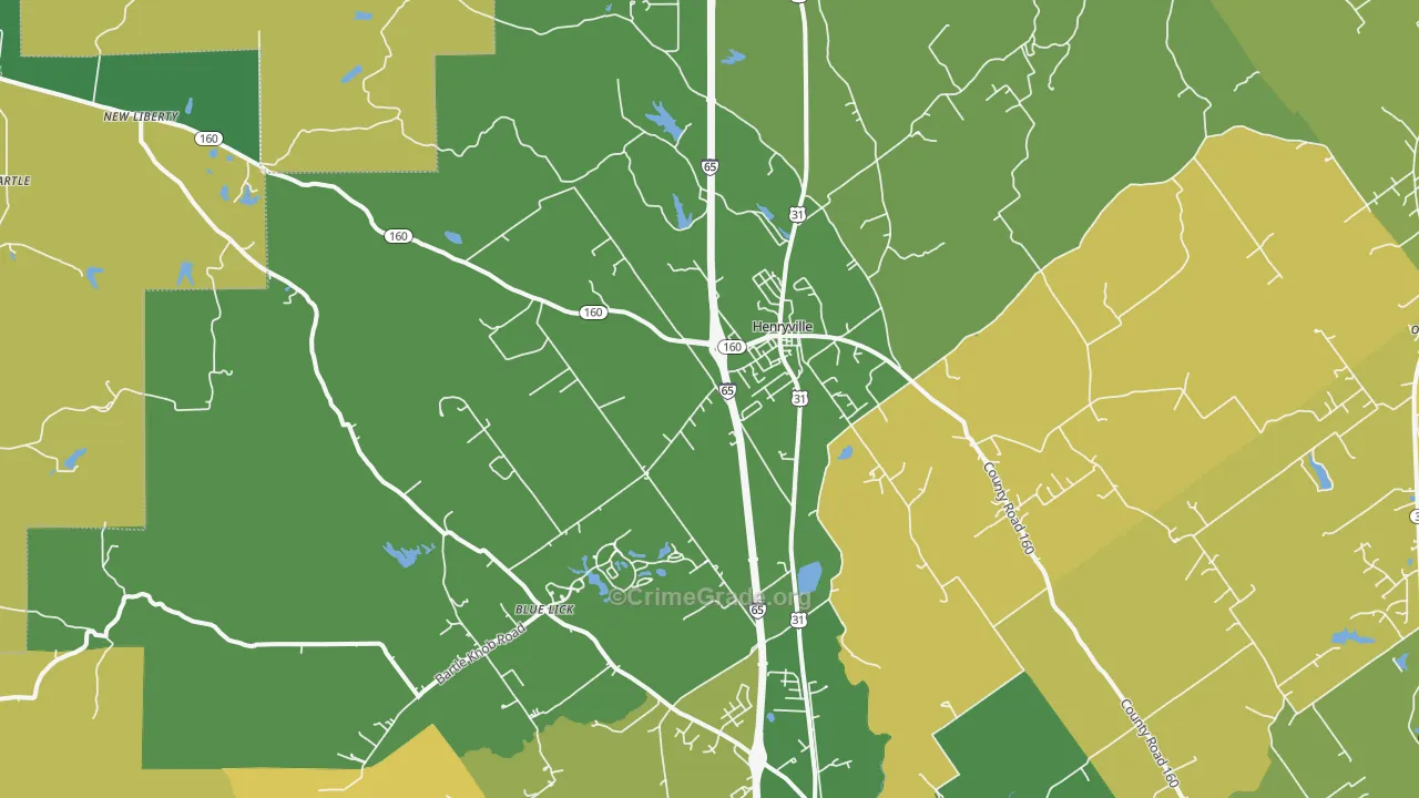 Henryville, IN Map of Burglary Rates
