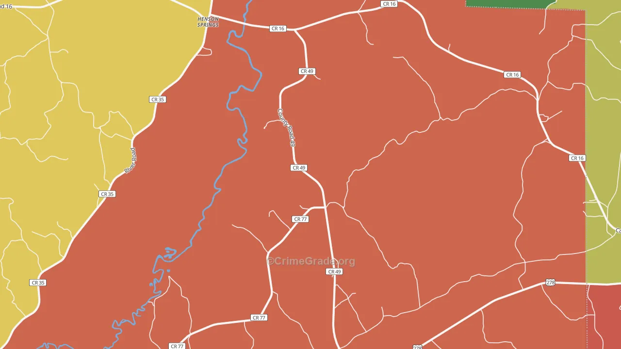 Henson Springs, AL Map of Burglary Rates