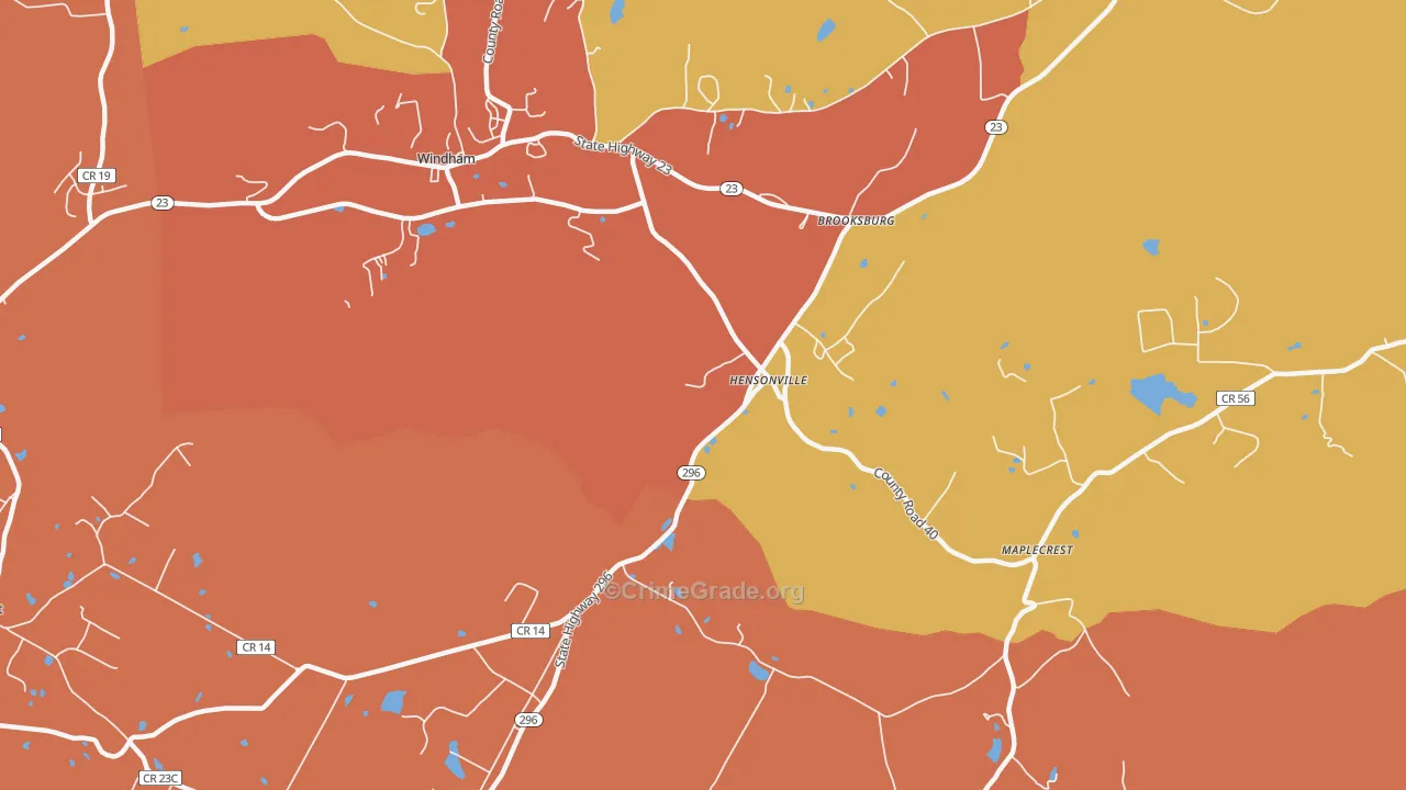 Hensonville, NY Map of Burglary Rates