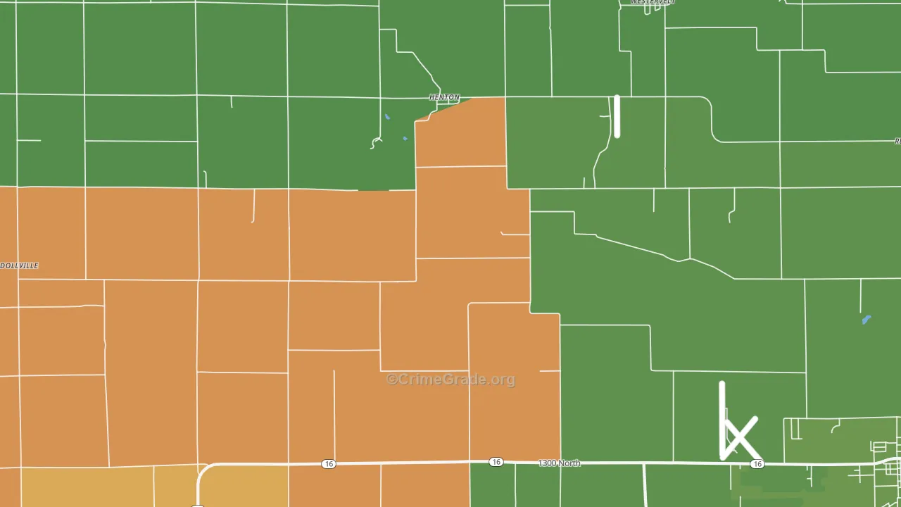 Henton, IL Map of Burglary Rates
