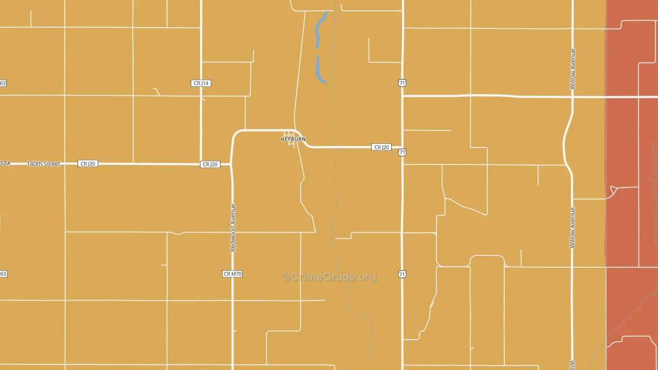 Hepburn, IA Map of Burglary Rates