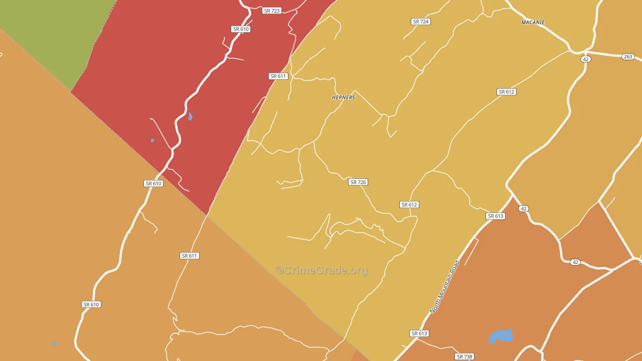 Hepners, VA Map of Burglary Rates