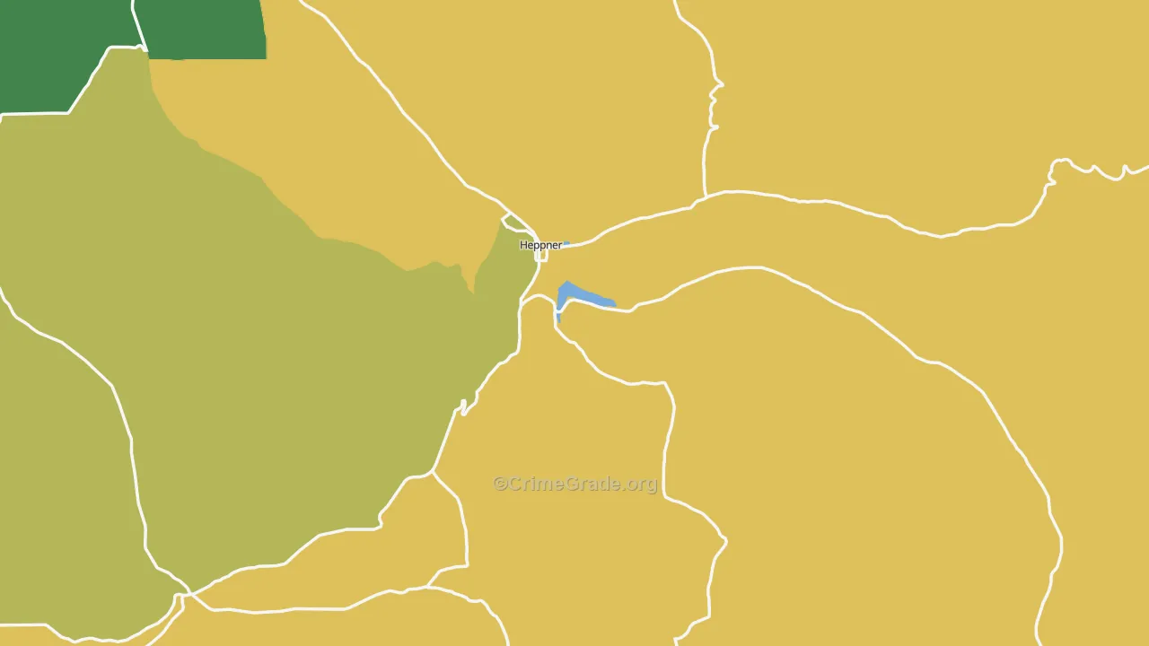 Heppner, OR Map of Burglary Rates