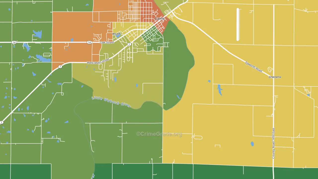 Herald, IL Map of Burglary Rates
