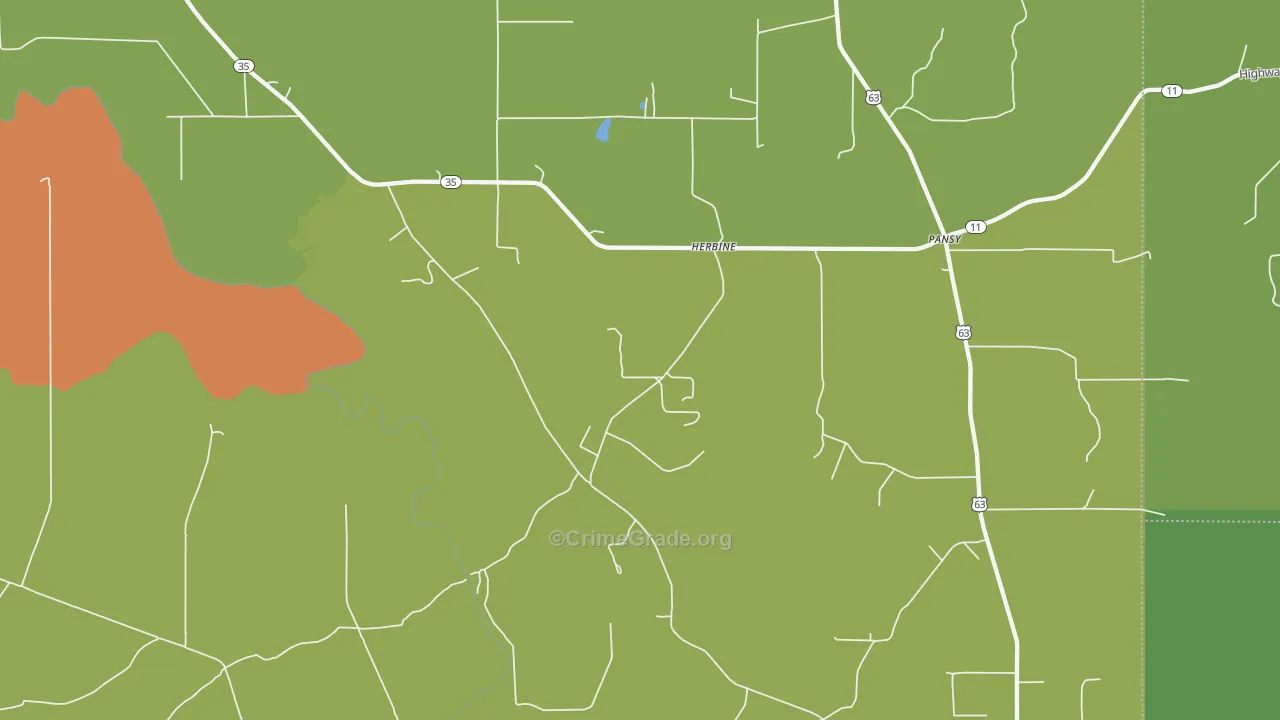 Herbine, AR Map of Burglary Rates