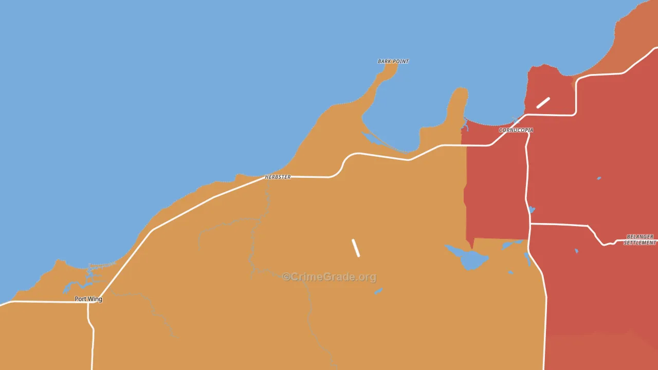 Herbster, WI Map of Burglary Rates