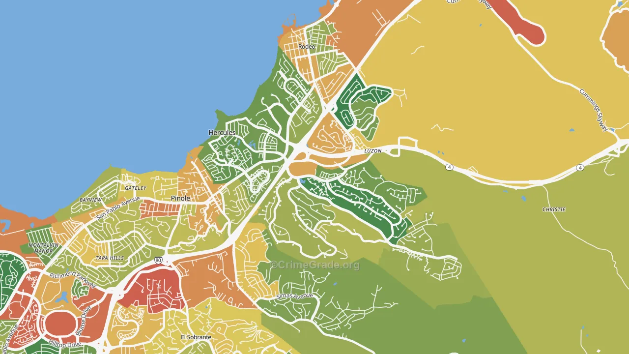 Hercules, CA Map of Burglary Rates
