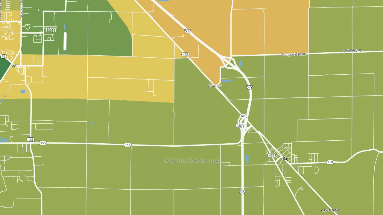 Hergett, AR Map of Burglary Rates