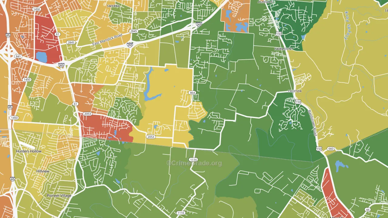 Heritage Creek, KY Map of Burglary Rates