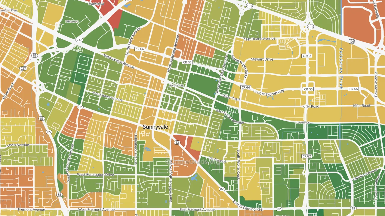 Heritage District, Sunnyvale, CA Map of Burglary Rates