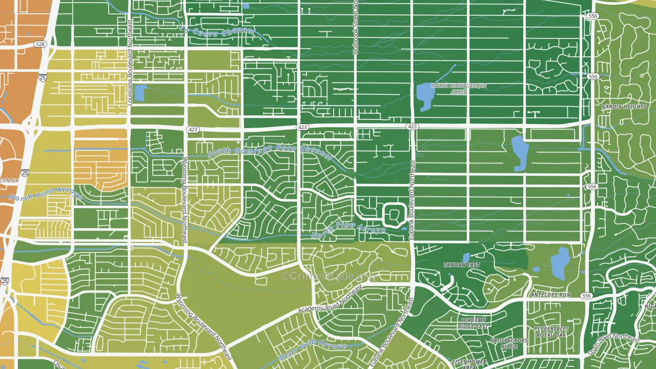 Heritage East, Albuquerque, NM Map of Burglary Rates