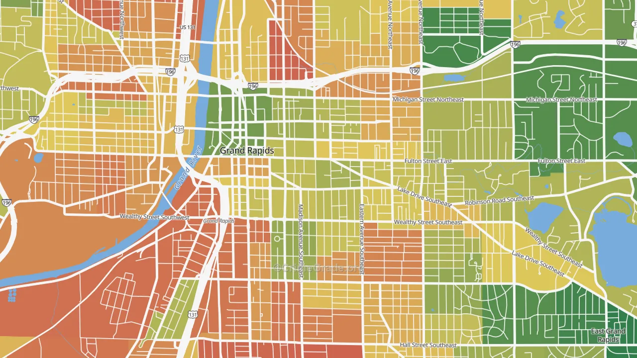 Heritage Hill, Grand Rapids, MI Map of Burglary Rates