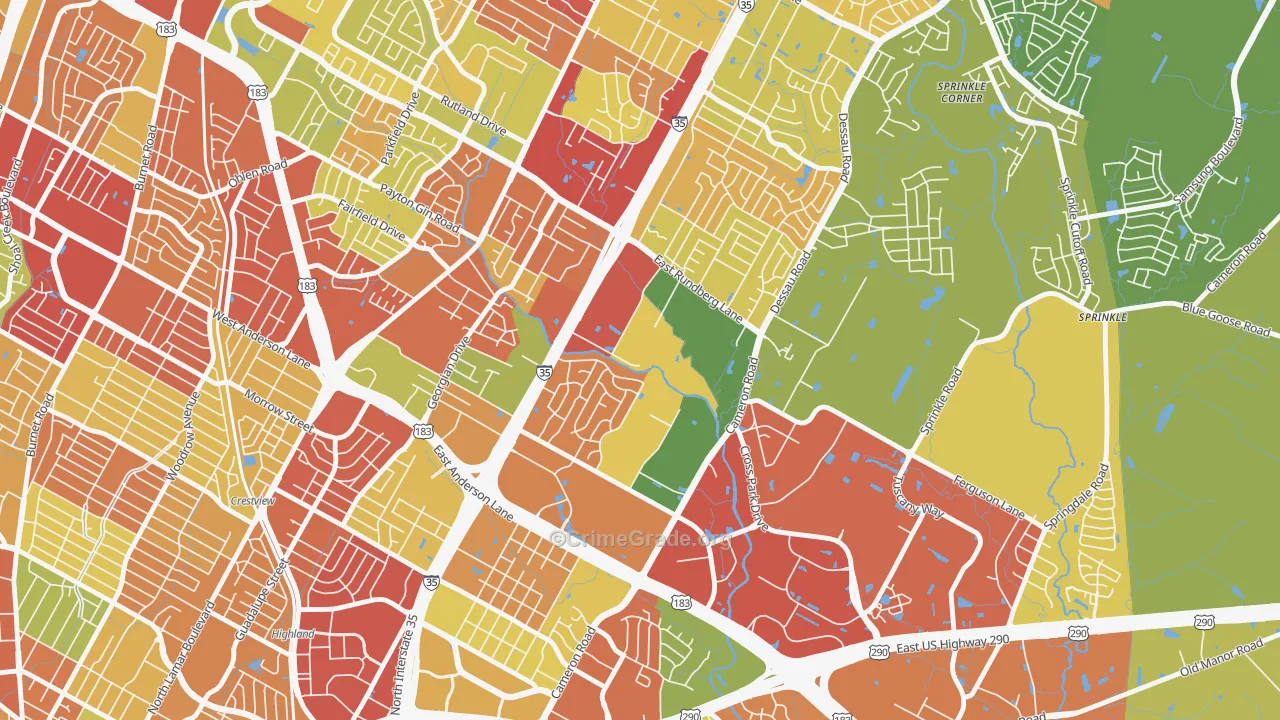 Heritage Hills, Austin, TX Map of Burglary Rates