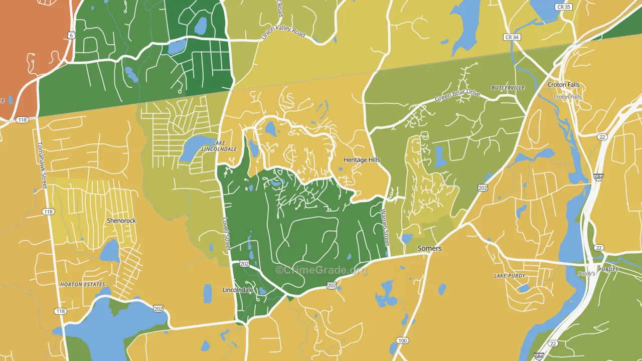 Heritage Hills, NY Map of Burglary Rates