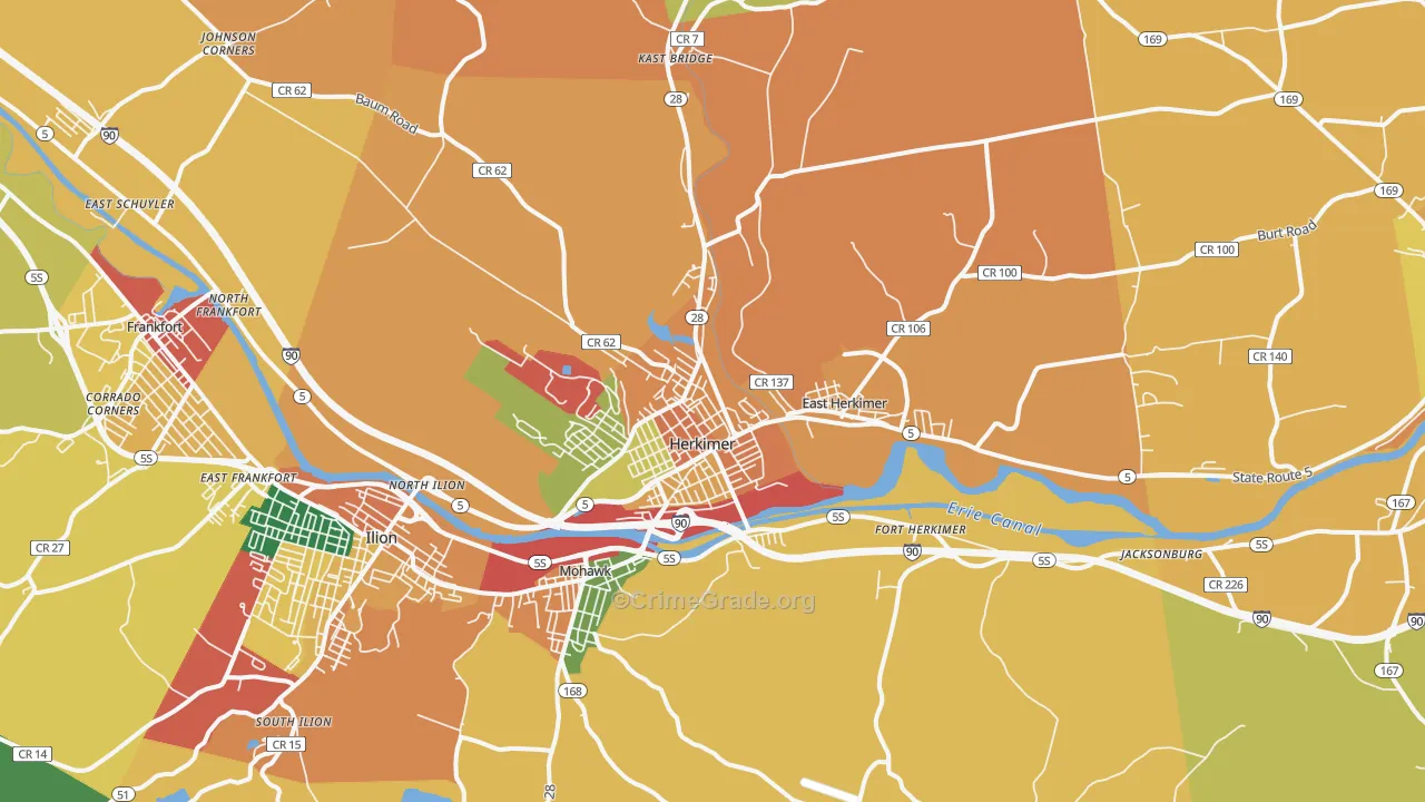 Herkimer, NY Map of Burglary Rates