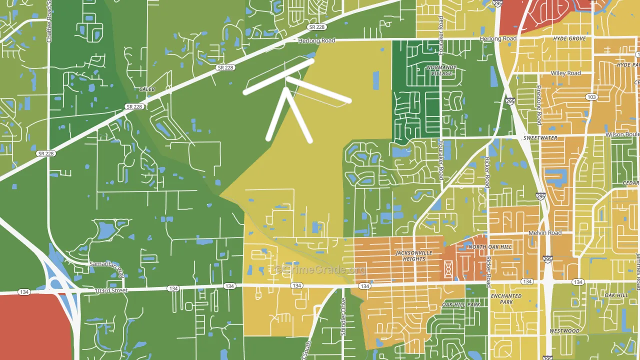 Herlong, Jacksonville, FL Map of Burglary Rates