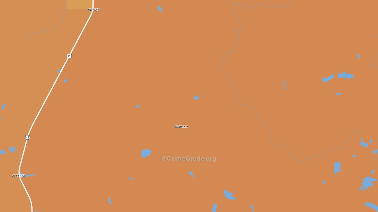 Herman, MI Map of Burglary Rates