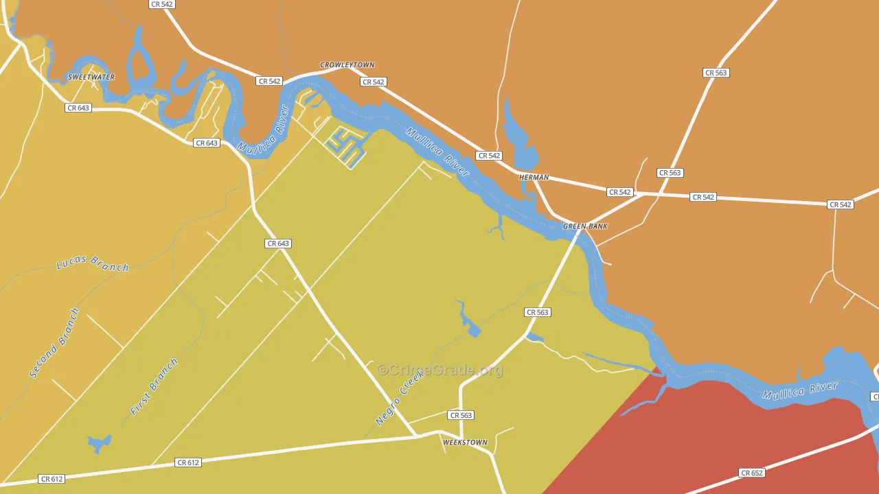 Herman, NJ Map of Burglary Rates
