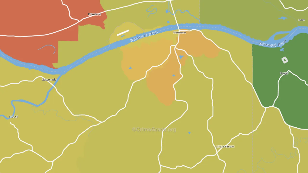 Hermann, MO Map of Burglary Rates