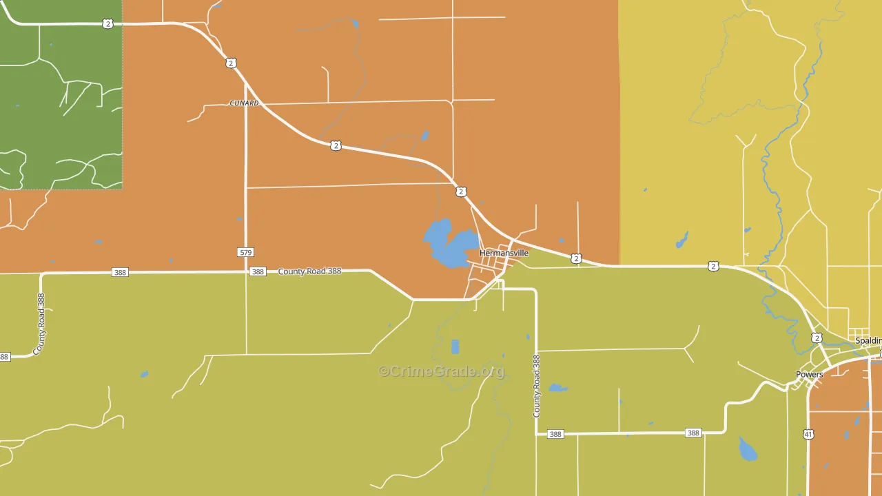 Hermansville, MI Map of Burglary Rates