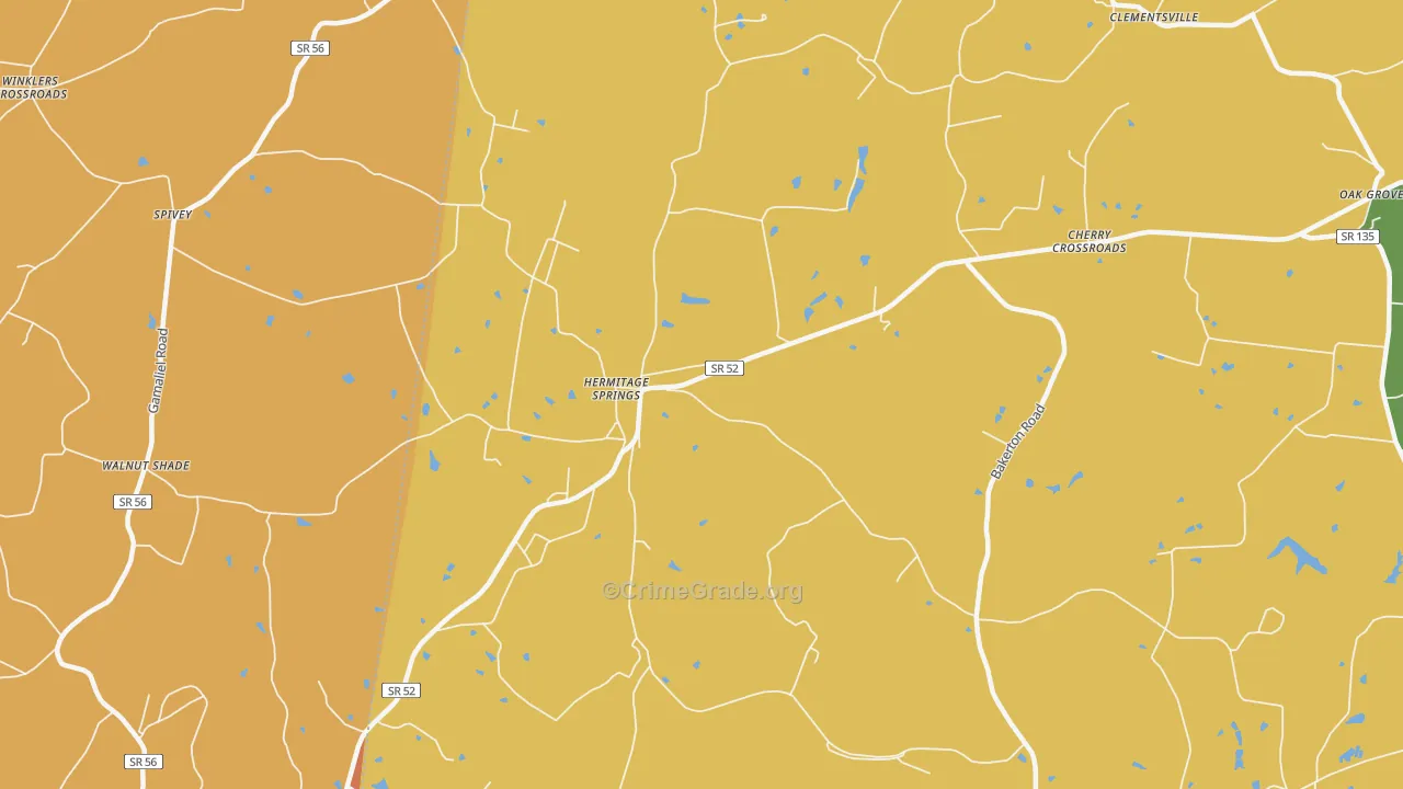 Hermitage Springs, TN Map of Burglary Rates