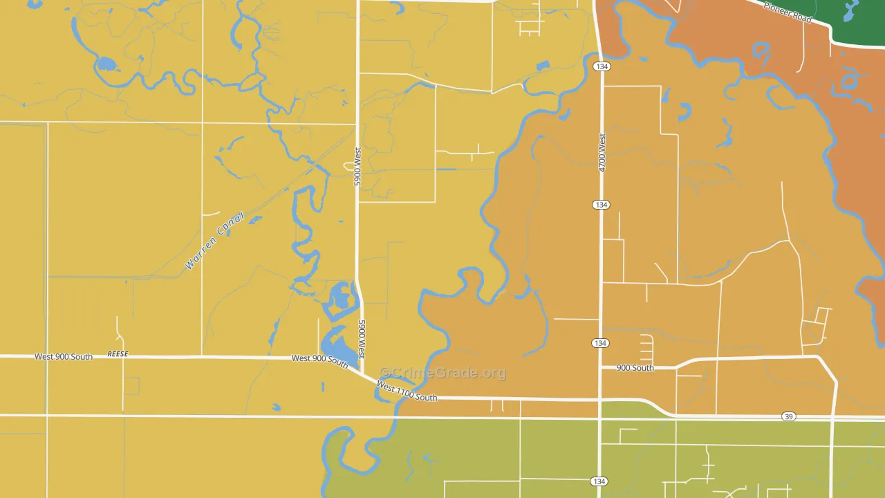 Hermitage, UT Map of Burglary Rates