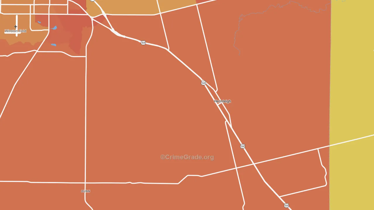 Hermleigh, TX Map of Burglary Rates