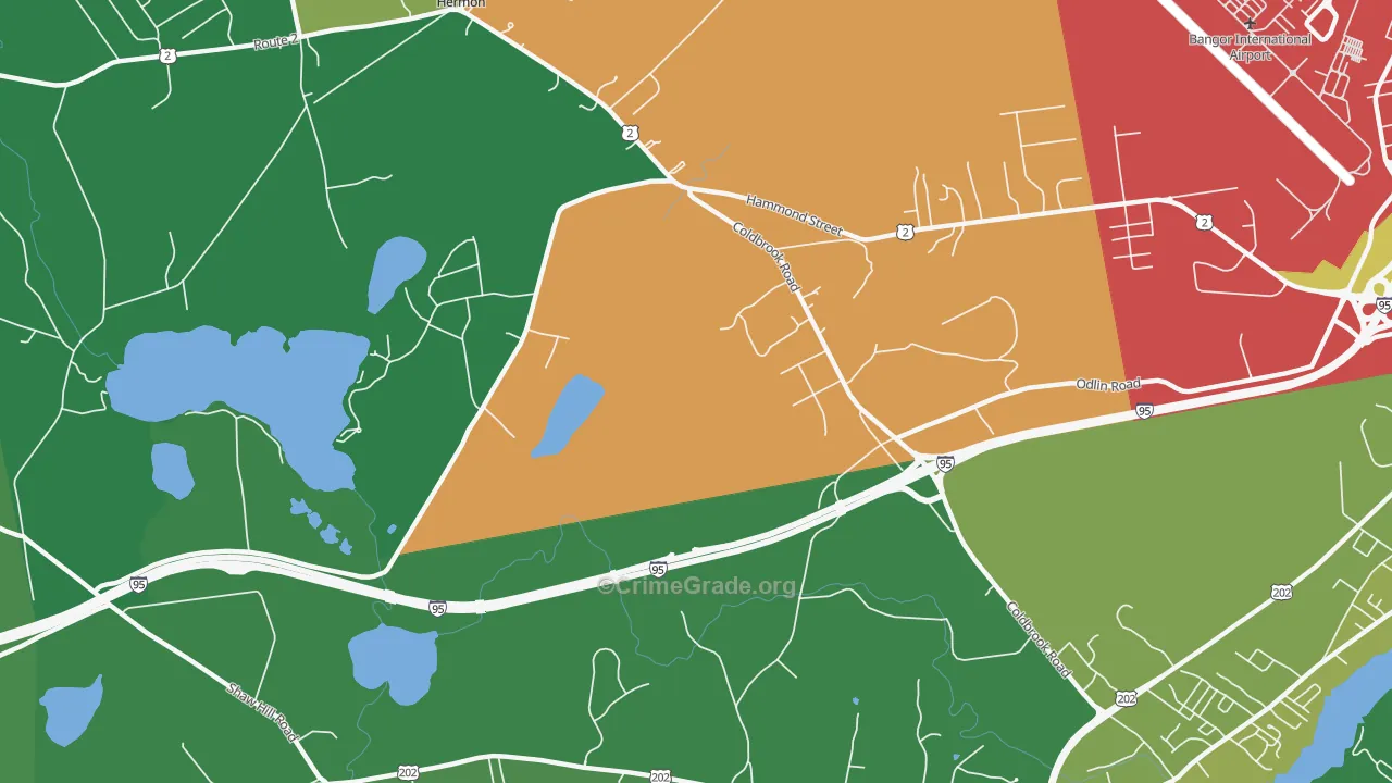 Hermon Center, ME Map of Burglary Rates