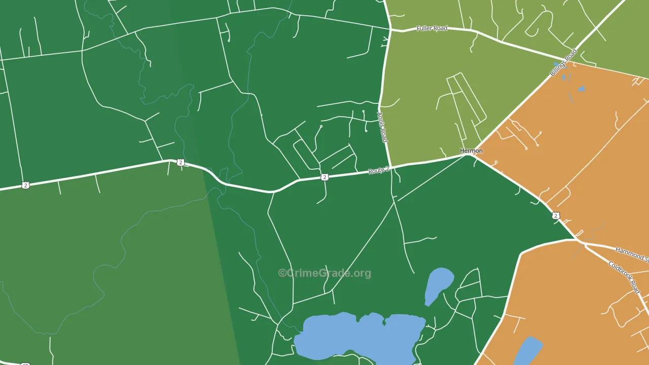 Hermon, ME Map of Burglary Rates