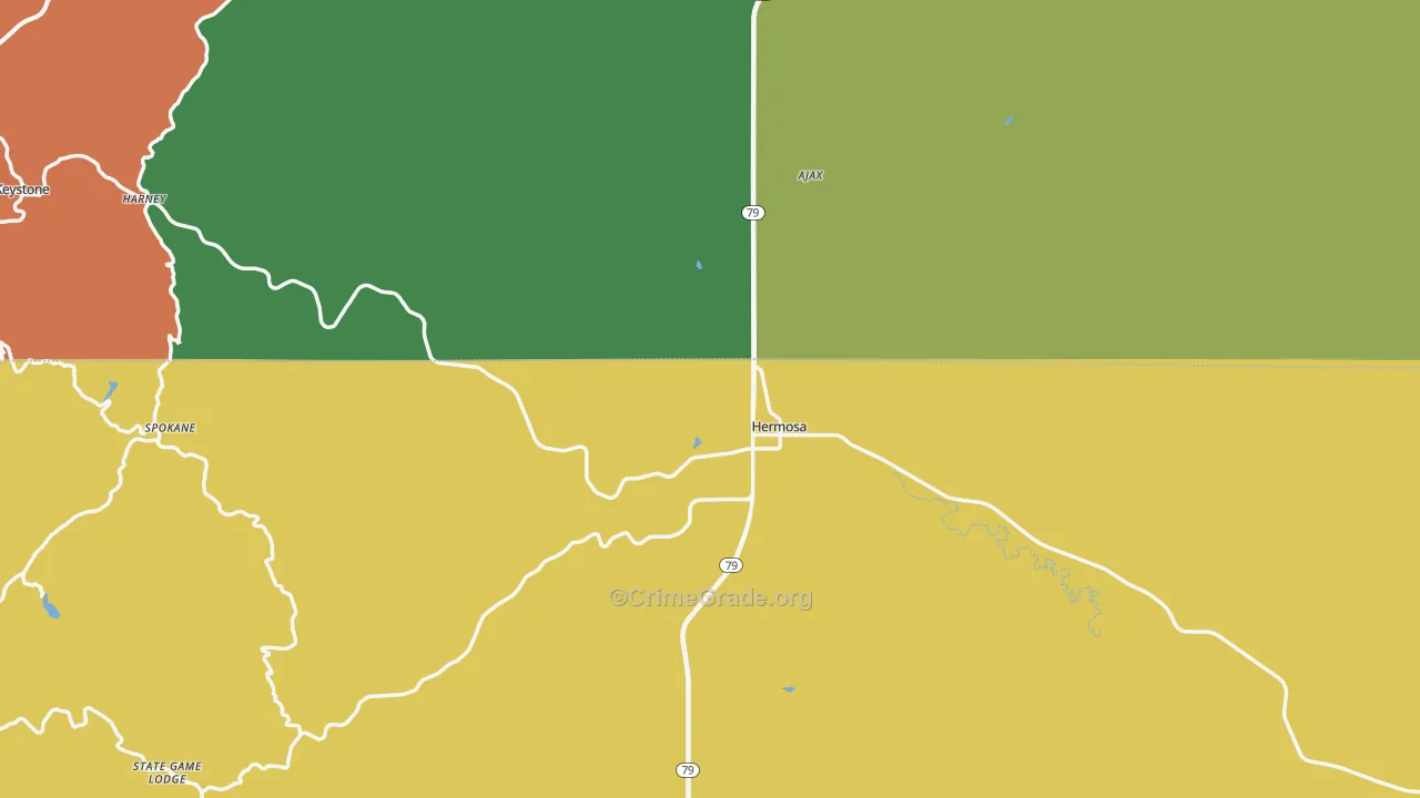 Hermosa, SD Map of Burglary Rates