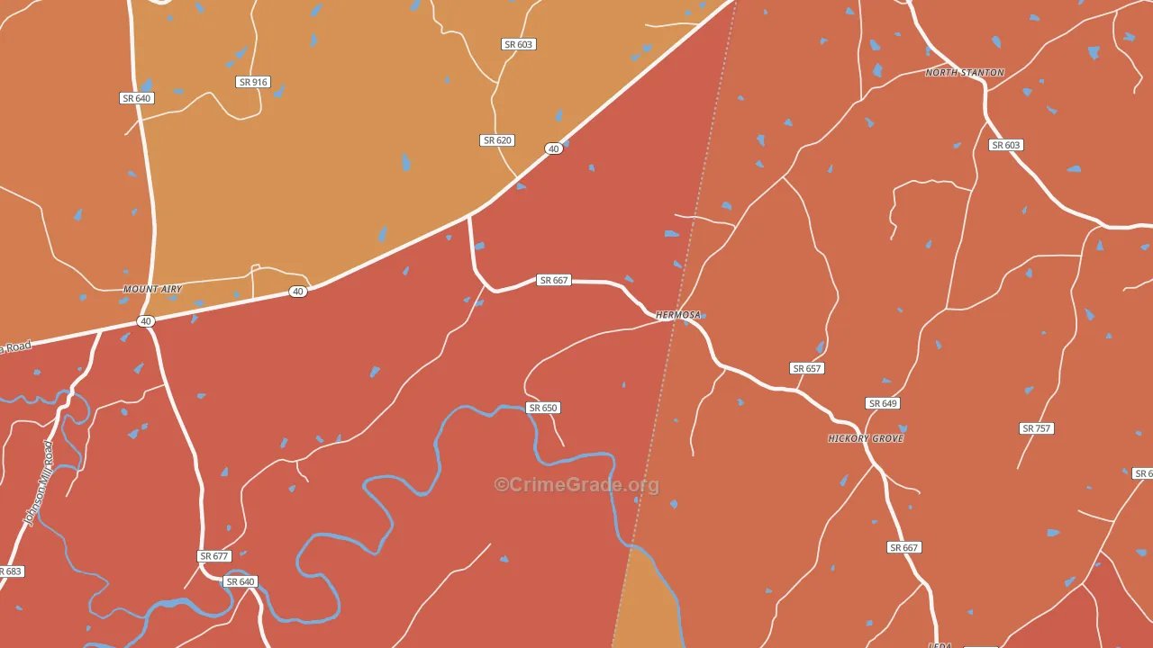 Hermosa, VA Map of Burglary Rates