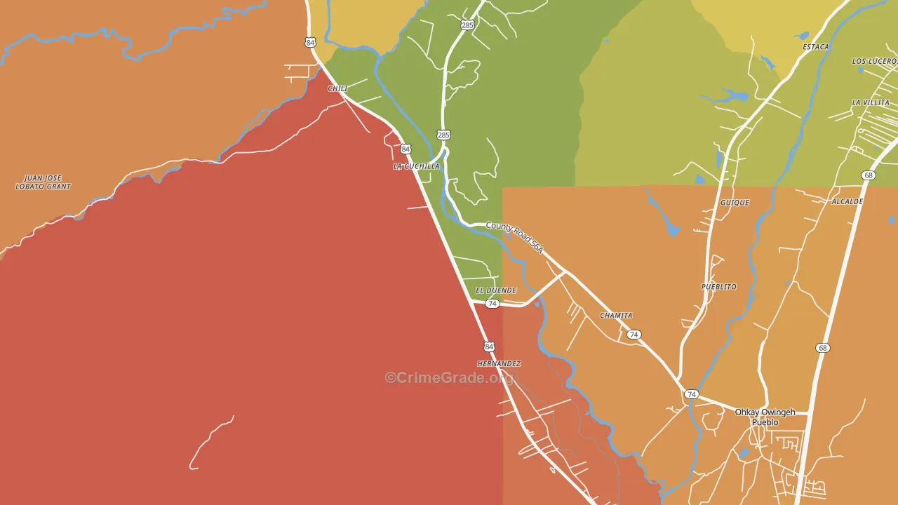 Hernandez, NM Map of Burglary Rates