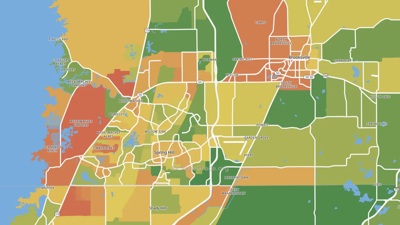 Hernando County, FL Map of Burglary Rates