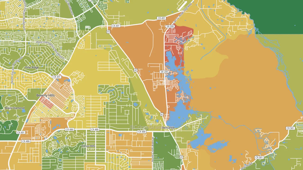 Hernando, FL Map of Burglary Rates