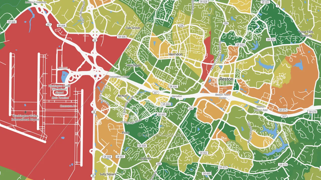 Herndon, VA Map of Burglary Rates