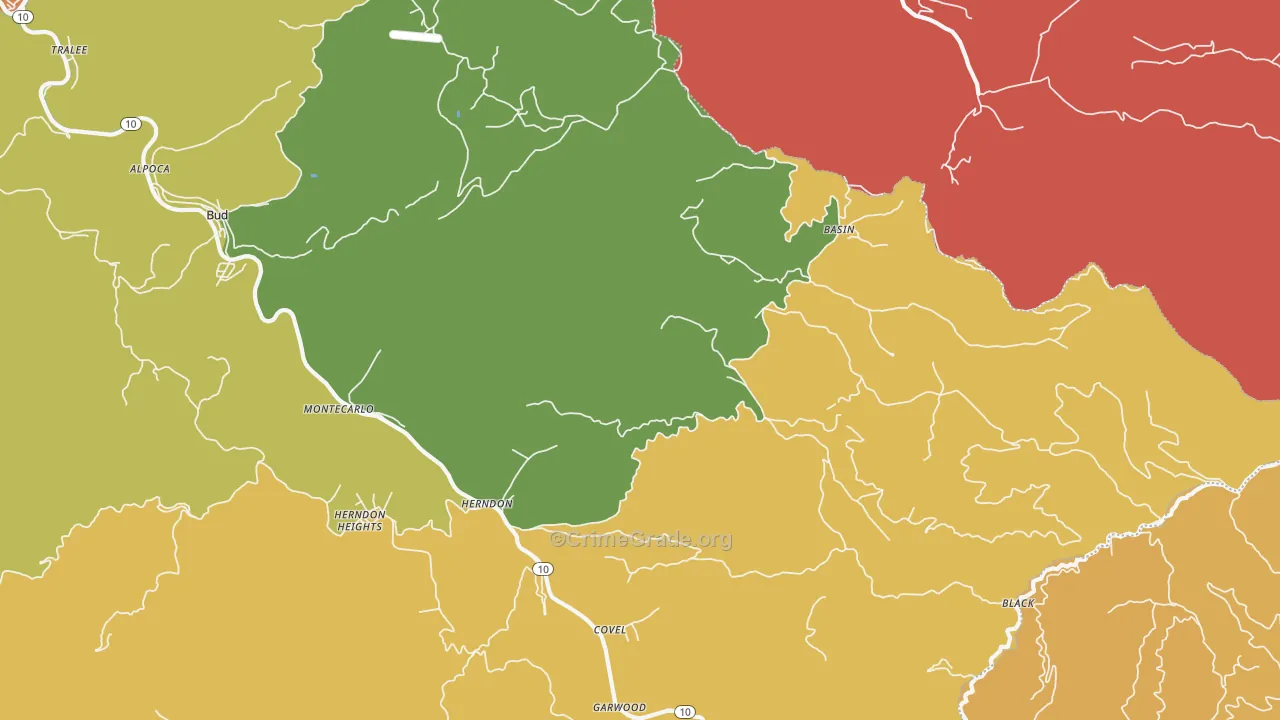 Herndon, WV Map of Burglary Rates