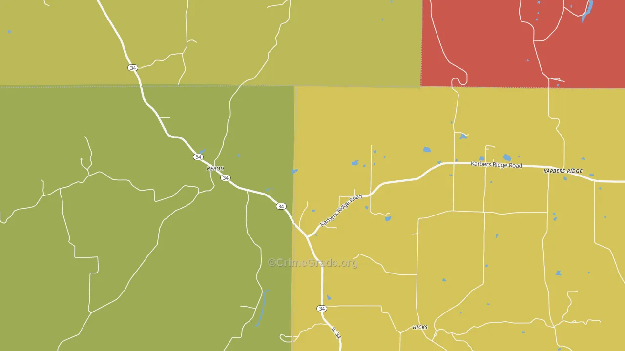Herod, IL Map of Burglary Rates