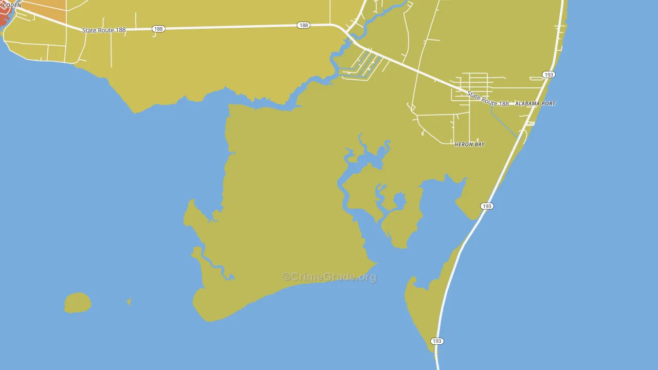 Heron Bay, AL Map of Burglary Rates