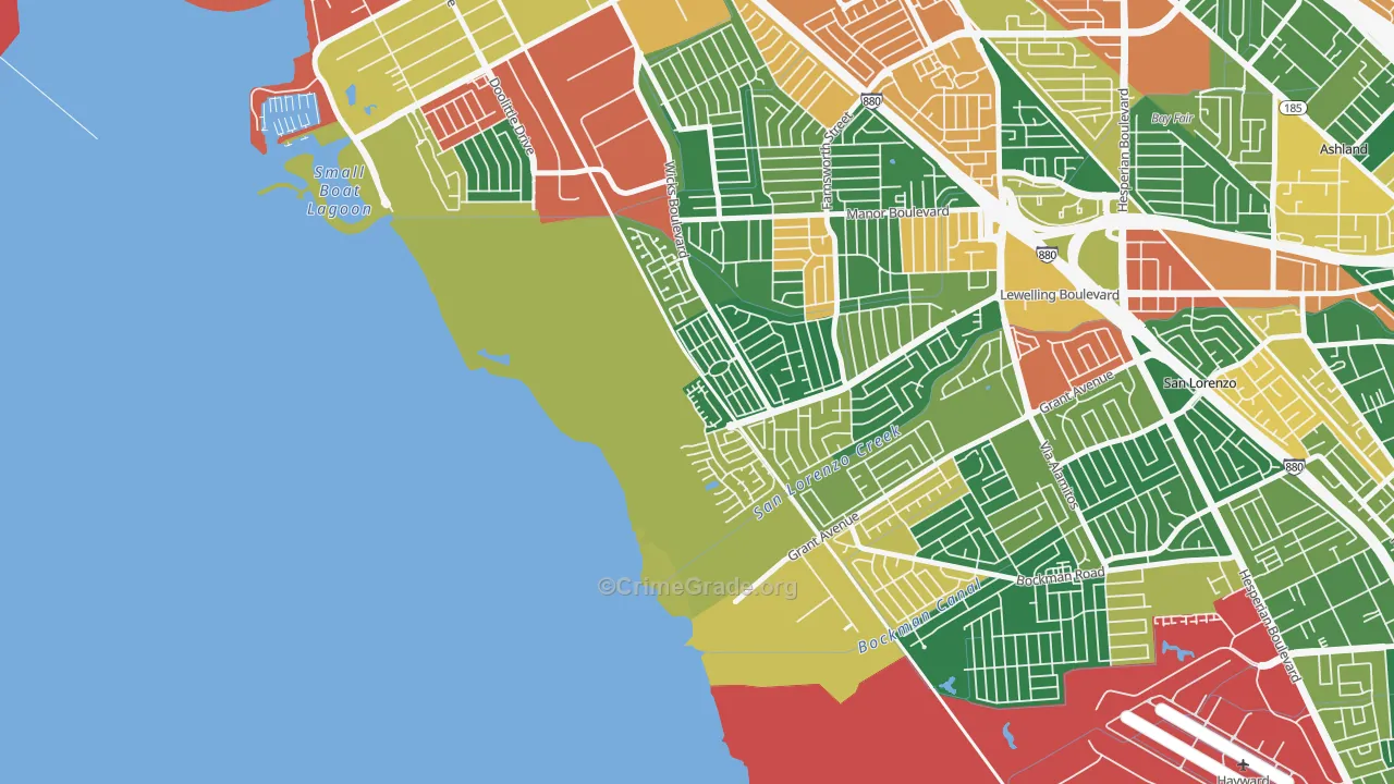 Heron Bay, San Leandro, CA Map of Burglary Rates