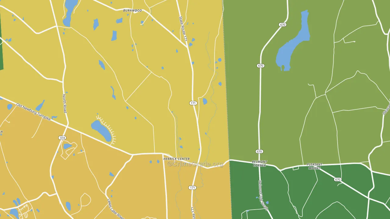 Herrick Center, PA Map of Burglary Rates