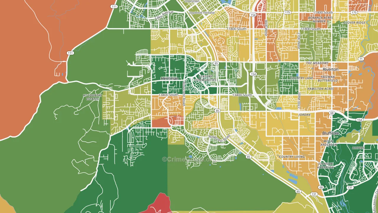 Herriman, UT Map of Burglary Rates
