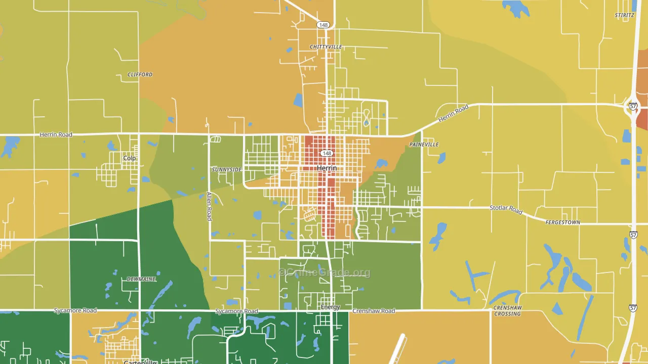 Herrin, IL Map of Burglary Rates