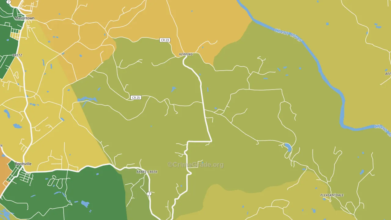 Herring, WV Map of Burglary Rates