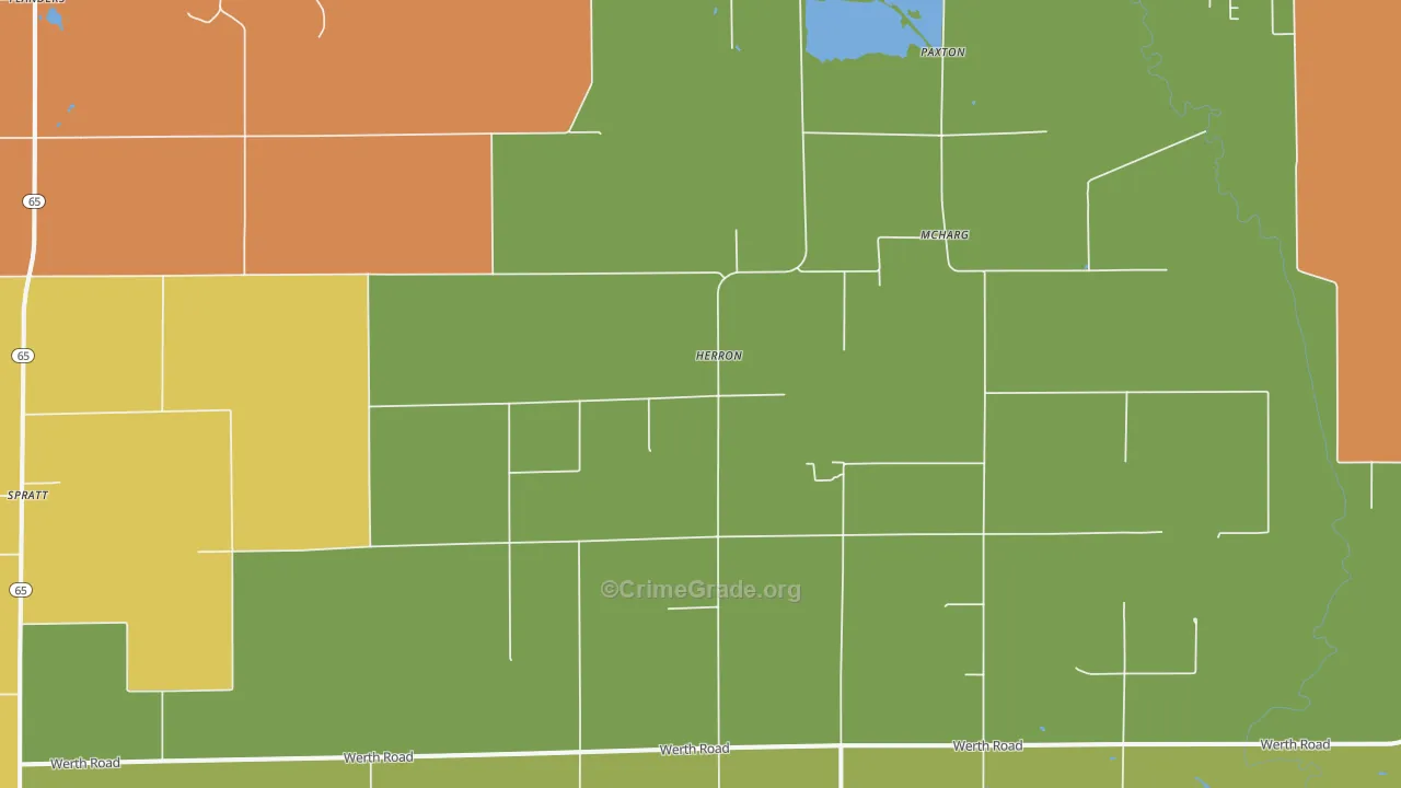 Herron, MI Map of Burglary Rates