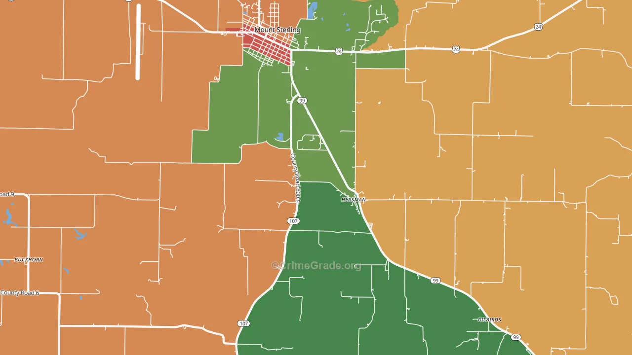 Hersman, IL Map of Burglary Rates