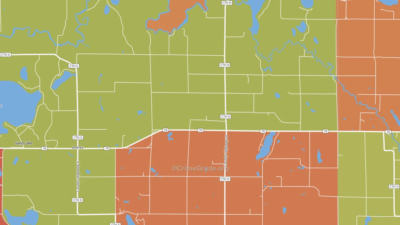 Hertel, WI Map of Burglary Rates