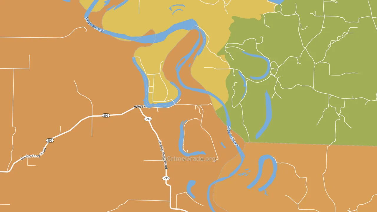 Hervey, AR Map of Burglary Rates