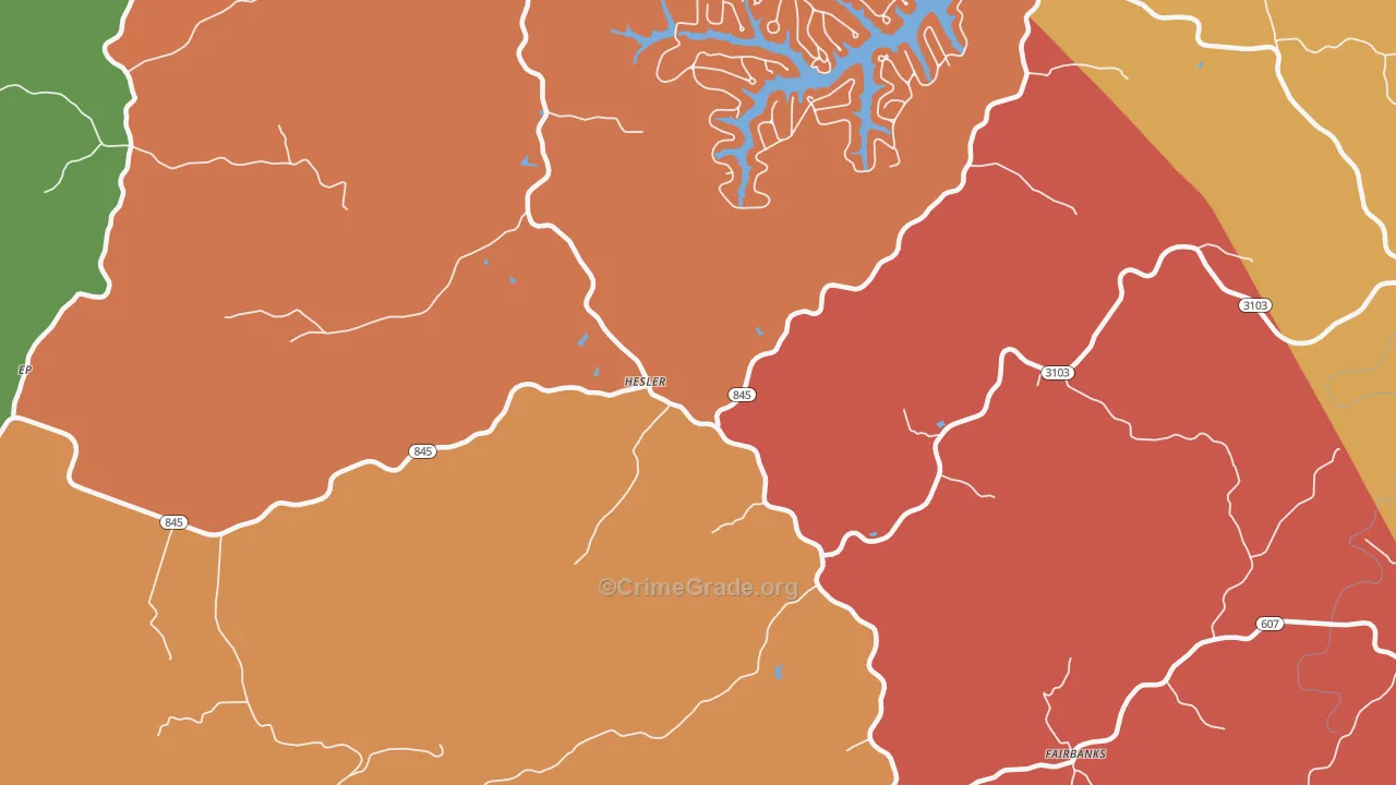 Hesler, KY Map of Burglary Rates
